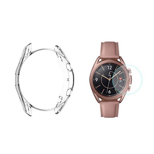 루아러블 갤럭시워치 TPU 범퍼 케이스 41mm + 강화유리 필름 세트, 투명