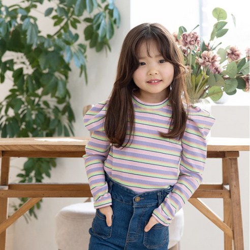 여아용 예니와동이 캔디 골지 티셔츠