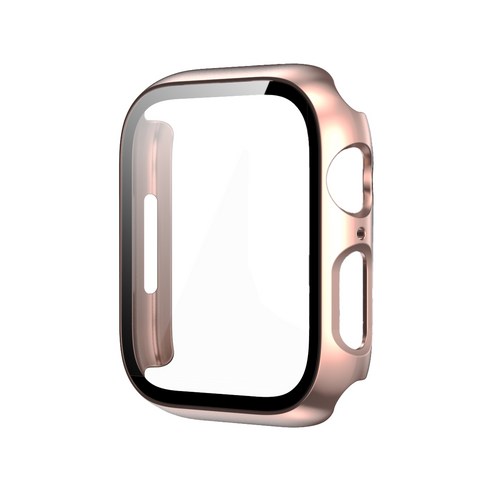 루아러블 애플워치 강화유리 액정 보호 풀커버 케이스 41mm, 로즈골드, 1개
