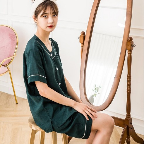 BB캐주얼 여성용 인견 라운드 커플 잠옷 상하 세트
