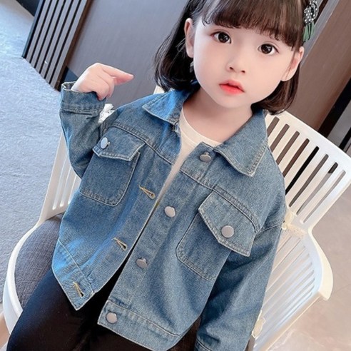 베베니즈 여아용 소매리본 데님자켓