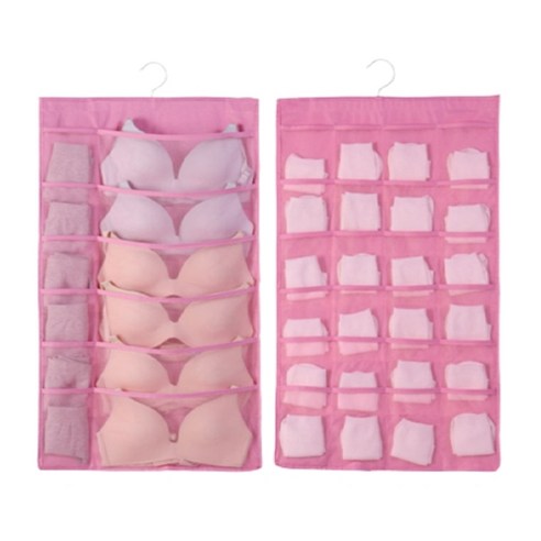 씨로이 옷걸이형 양면 수납함 36칸, 핑크, 2개