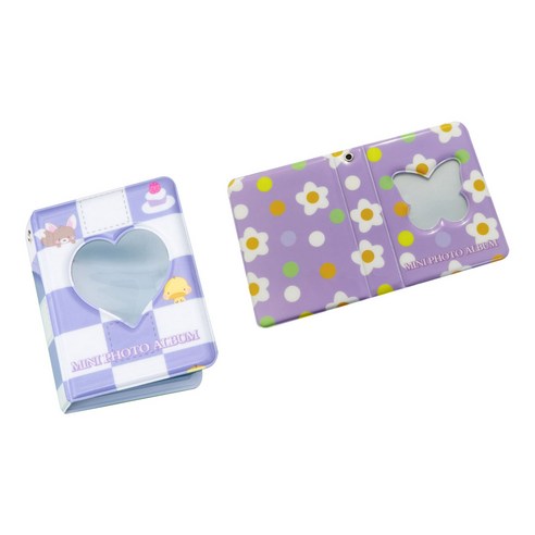 Healingcare 콜렉트북 탑로더 포카슬리브 2종 세트, 56 격자 하트, 보라꽃 나비