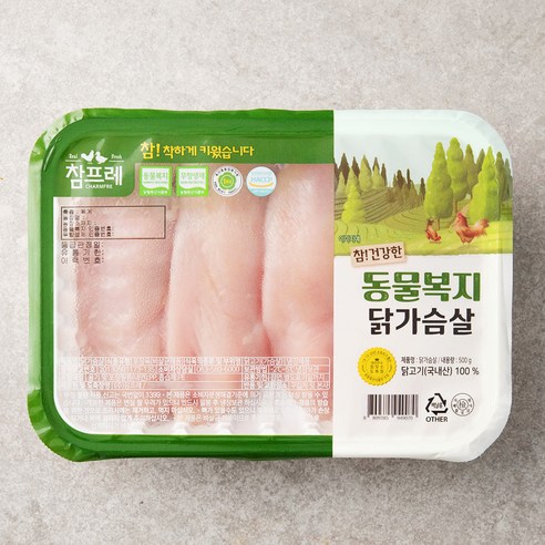 참프레 동물복지 인증 닭가슴살 (냉장), 500g, 5개