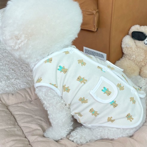 바이담수미 강아지 파스텔곰 조끼, 아이보리