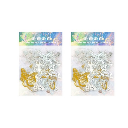 글로리빙 홀로그램 DIY 다이어리 데코 스티커 40p, 2개, 춤추는 나비