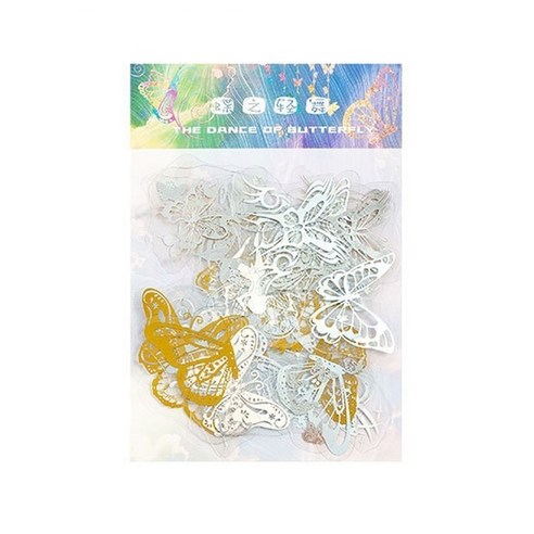 글로리빙 홀로그램 DIY 다이어리 데코 스티커 40p, 1개, 춤추는 나비