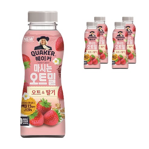 퀘이커 마시는 오트밀 오트 앤 봄딸기, 50g, 5개