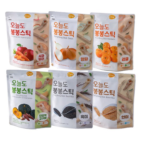 오늘도 봉봉스틱 6종 세트, 사과당근맛, 흑미맛, 감귤맛, 단호박고구마맛, 현미맛, 양파맛, 10세트, 25g Best Top5