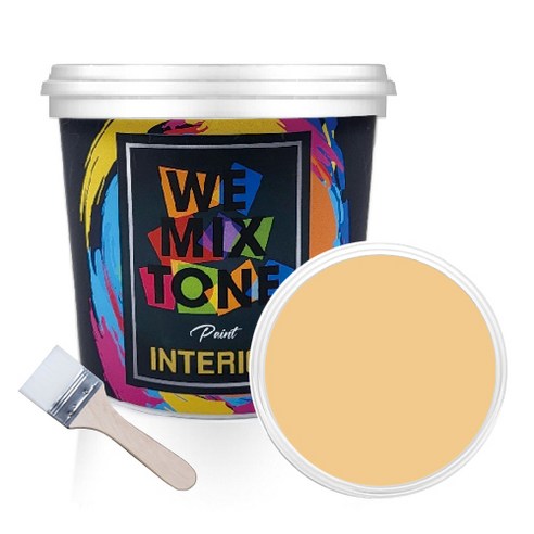 WEMIXTONE 내부용 INTERIOR 수성 페인트 1L + 붓, WMT0495P01(페인트), 랜덤발송(붓)