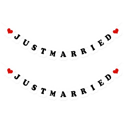 JUST MARRIED 클래식 펠트 가랜드, 화이트, 2개