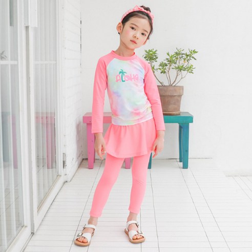 로로샤 여아용 엘루 래쉬가드 상의 + 워터 치렝스 세트