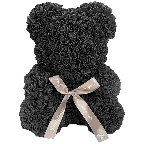 프랑온드 기념일 선물 로즈 베어, 리본 블랙, 25cm