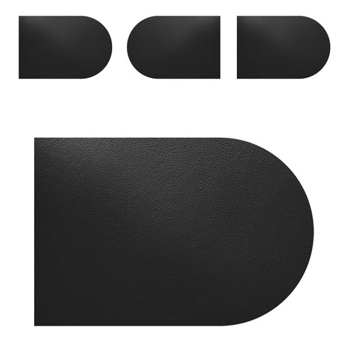 어나더 가죽 식탁매트 반타원 세미오발리 4P, 블랙(앞) + 다크(뒤), 30 x 45 cm