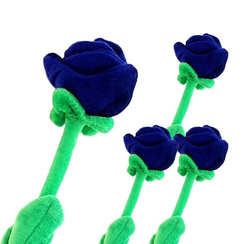 프랑온드 스마일 인형 꽃다발 4p, 30cm, 파랑색 장미
