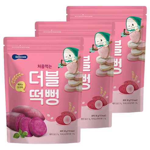 베베쿡 처음먹는 더블떡뻥 30g, 백미 + 고구마 혼합맛, 3개