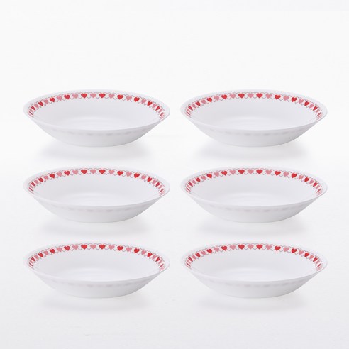 파이렉스 밀크글라스 앞접시 6p, 하트