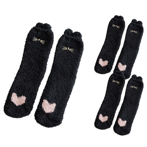 클레어라 여성용 따뜻한 고양이 귀여운 수면 양말 3켤레