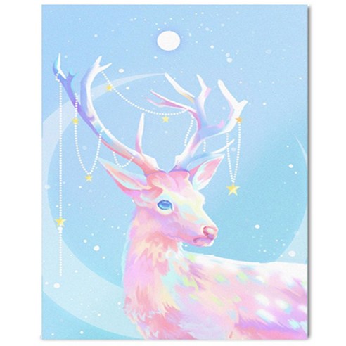 LED 보석십자수 DIY 키트 40 x 50 cm, 1세트, 핑크사슴(LB59)