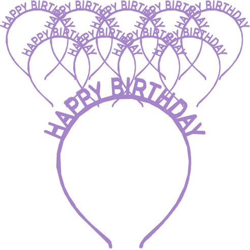 아리코 BIRTHDAY 레터링 심플 머리띠, 퍼플, 10개