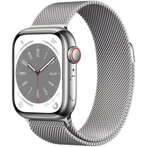 Apple 애플워치 8 GPS+Cellular, 41mm, 스테인리스, 실버 / 실버 밀레니즈 루프