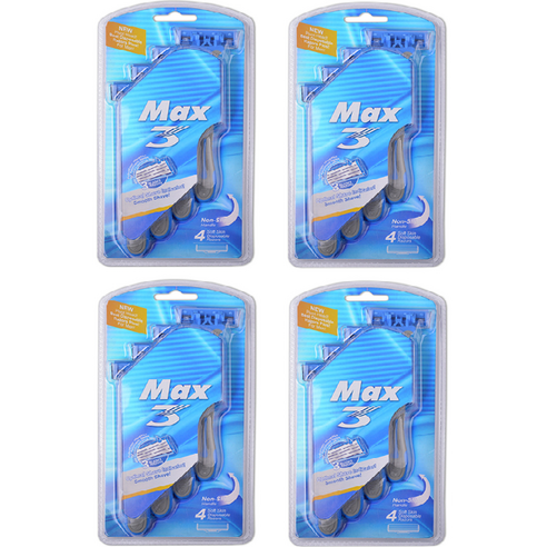 드위트리 MAX 3단 일회용 면도기 블루, 4개, 4개입