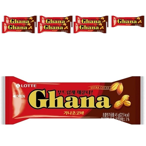 롯데제과 가나초코바 땅콩, 45g, 8개
