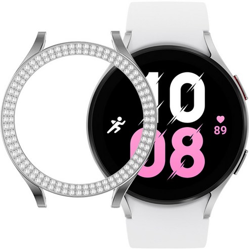 스페이스쉴드 더블 샤인 큐빅 범퍼 스마트워치 케이스 44mm, 실버