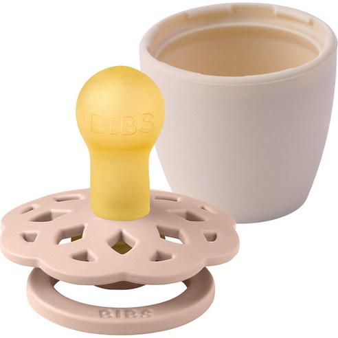 BIBS 보헴 고무 쪽쪽이 + 실리콘 화분캡 세트, 1단계(0~6개월), 블러쉬(쪽쪽이), 아이보리(화분캡)