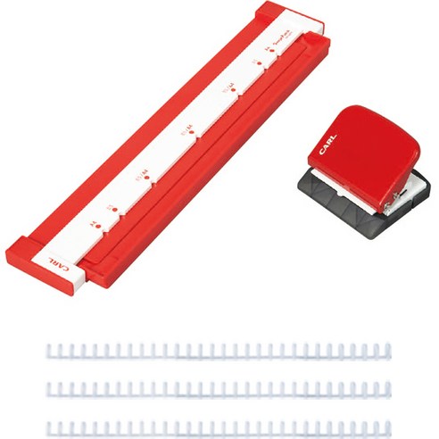 칼 펀칭형 30공펀치 GP-2630 A4B5 + 10mm WH 루즈링3p 세트, 레드, 1개