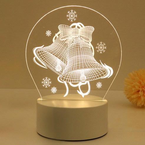 쿼르디 LED 아크릴 3D 무드등 스위치형, 크리스마스 벨