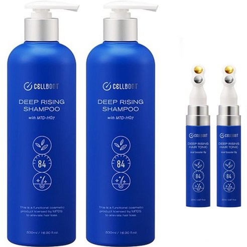 셀부트 탈모완화 M자형 산후 셀부트 기능성 딥라이징 샴푸 500ml x 2p + 헤어토닉 x 2p 세트, 1세트