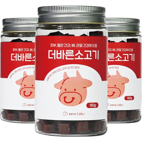 제로랩스 반려동물 더바른 져키 180g, 3개, 소고기