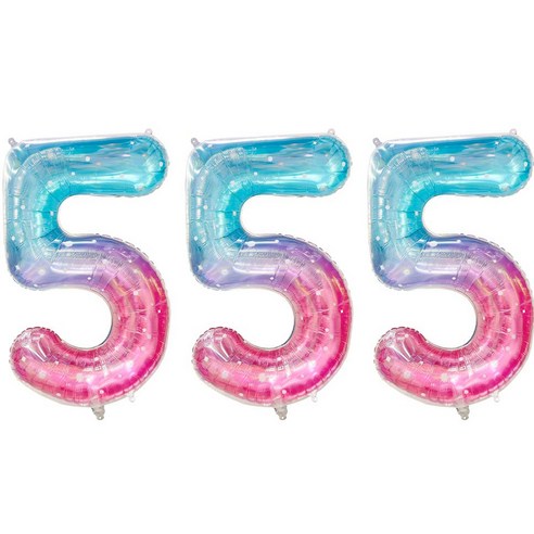 JOYPARTY 숫자은박풍선 대 오로라, 3개, 숫자 5