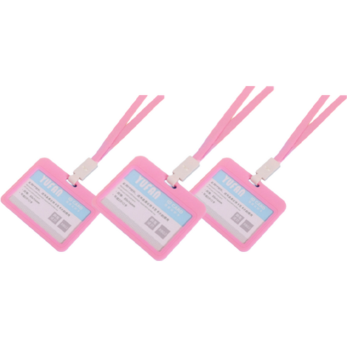 아베른 명함 신분증걸이 사원증케이스 가로, 3개, 핑크