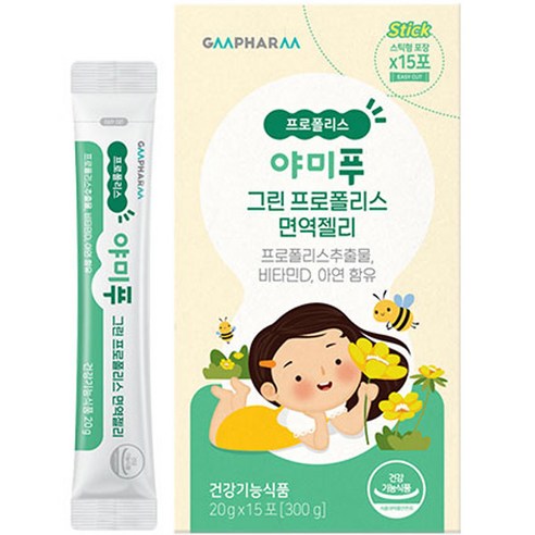 지엠팜 야미푸 그린 프로폴리스 면역젤리 15p, 300g, 1개 
어린이 건강식품