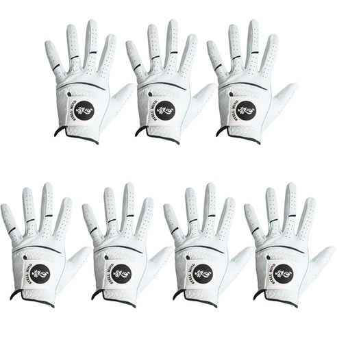 철심 남성용 양피 타공 골프장갑 왼손착용 7p, 화이트