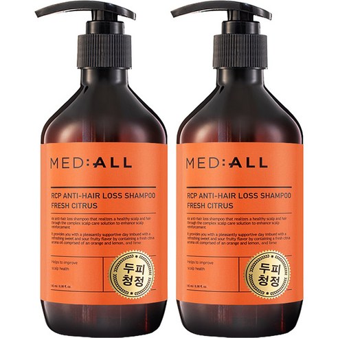 메디올 알시피 안티 헤어 로스 두피청정 샴푸 프레시 시트러스향, 300ml, 2개