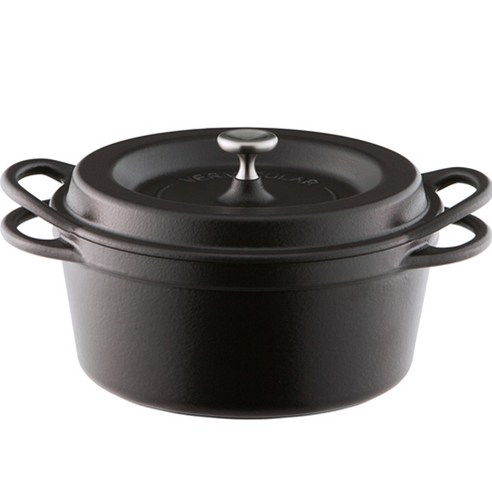 버미큘라 인덕션 오븐팟 라운드 주물냄비 1.75L 2.6kg, 매트블랙, 18cm