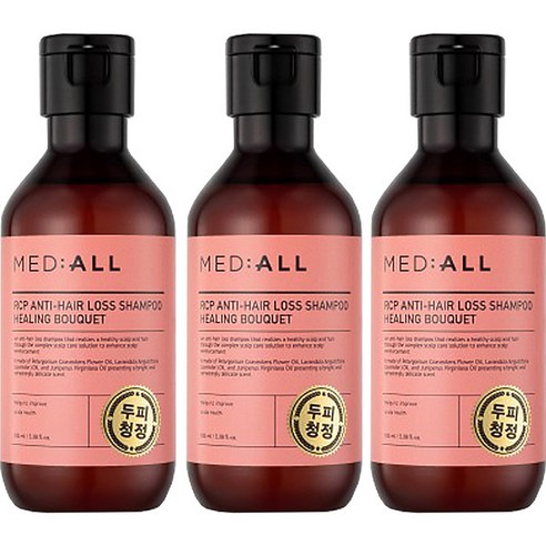 메디올 알시피 안티로스 두피청정 탈모완화 샴푸 힐링부케, 100ml, 3개