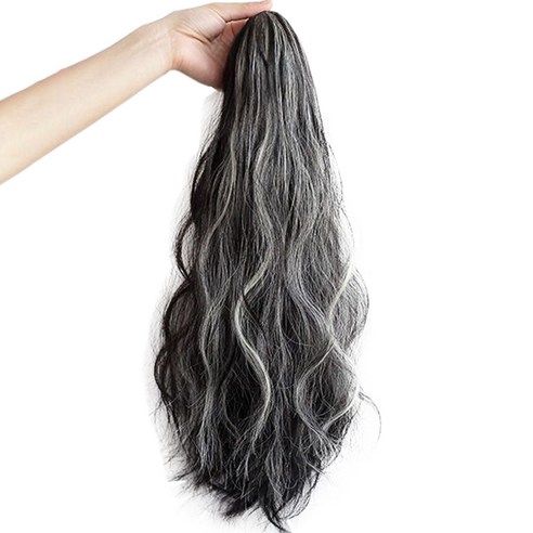 하이유니 브릿지 히피펌 숏 포니테일 가발 40cm, 네츄럴블랙, 1개