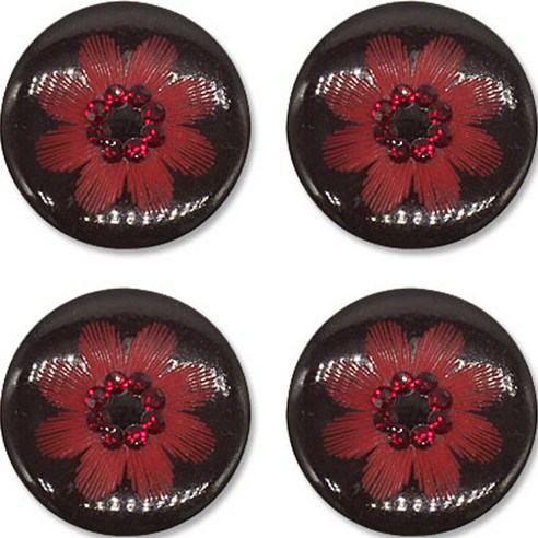 고급 큐빅 가디건 코트 단추 30mm, 꽃1(블랙레드), 4개