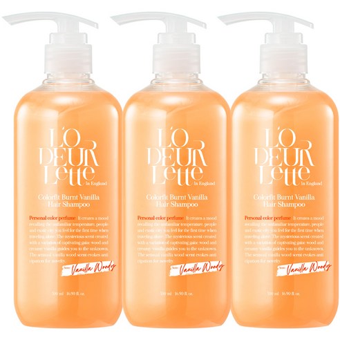 로더렛 인 잉글랜드 컬러핏 번트 바닐라 헤어 샴푸 바닐라 우디향, 500ml, 3개
