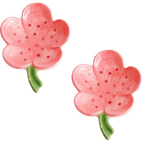 블럭마트 세라믹 꽃잎 비누트레이 TYPE1, 핑크, 2개