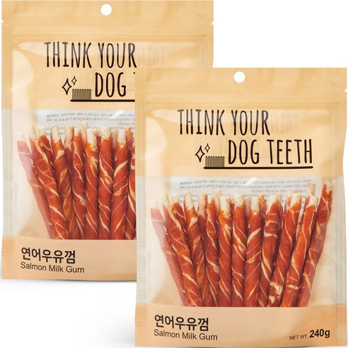 강아지 Think your dog teeth 스틱 연어우유껌 240g 20p, 2개, 연어