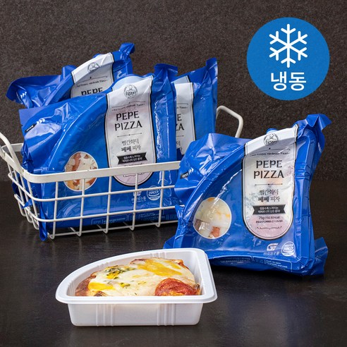빨간화덕 페페 조각피자, 4팩, 75g (냉동) 바질피자