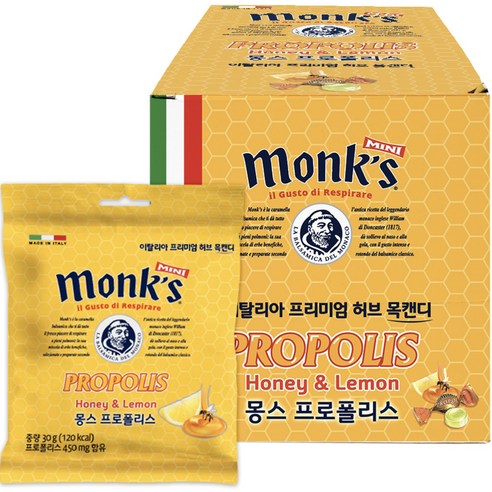 Monks 프로폴리스 목캔디, 30g, 12개