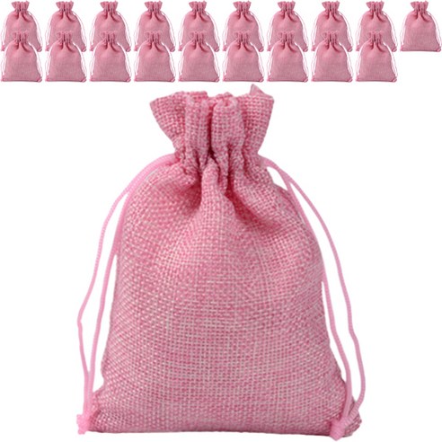 마켓감성 린넨 끈주머니 15 x 20, 20개, 핑크