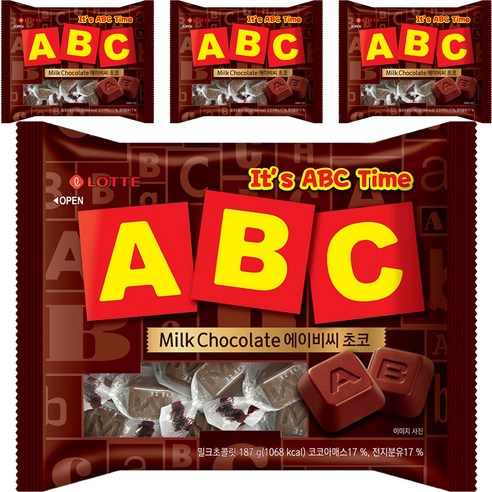 ABC 초콜릿, 187g, 4개