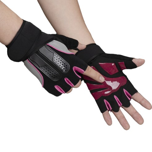 언헤브 피트니스 사이클 반 손가락 장갑 양손 세트, C 핑크, 1개